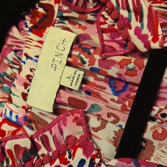 Pink Patterned Blouse with Ruffle Sleeves - Picture 2 of 4